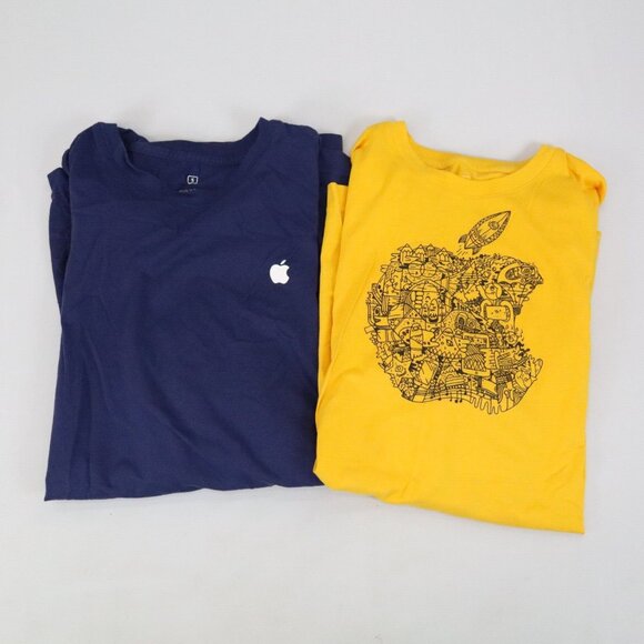 Apple Other - Lot‎ Apple Store Employee Uniform T-Shirt S Logo Blue Yellow Short Sleeve Cotton